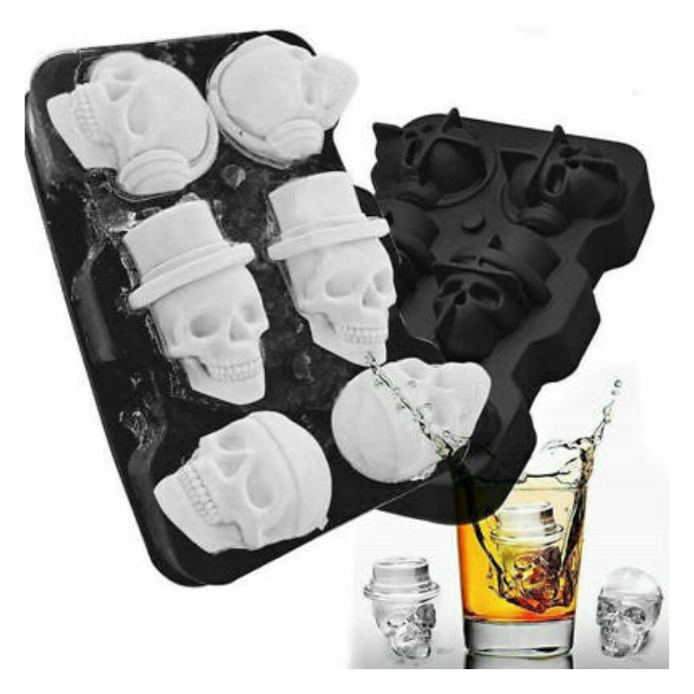Molde Hielo 6 Hielos De Calavera Unida