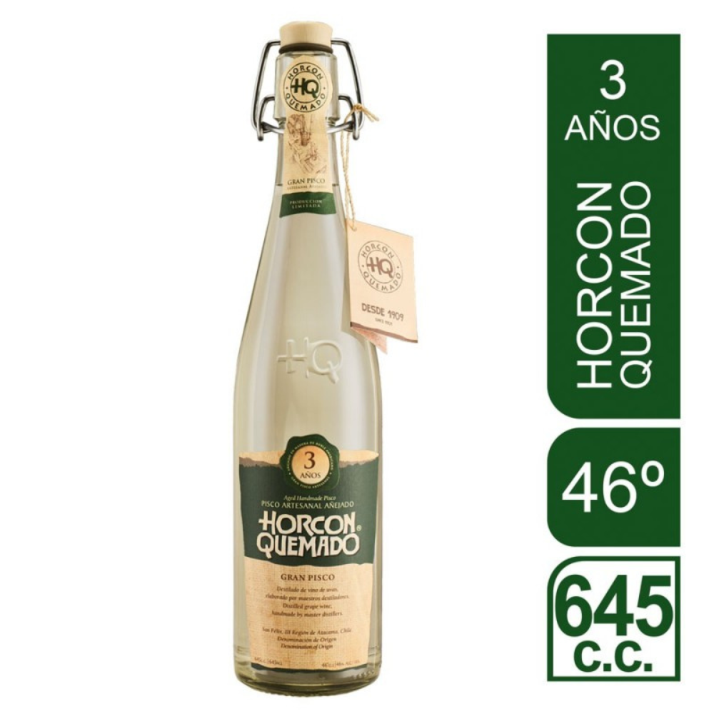 Pisco Horcón Quemado 3 Años 46° 645cc