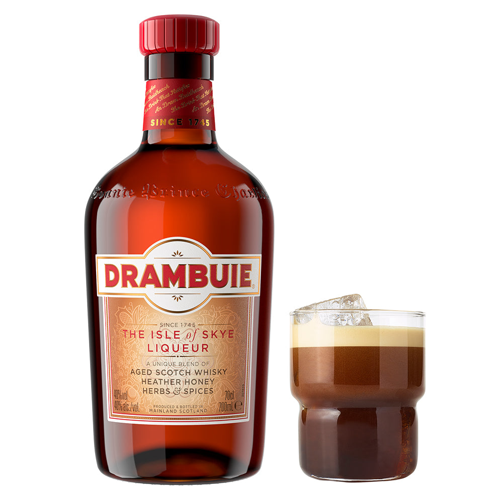 Licor de Whisky Drambuie 750cc + Vaso de Regalo