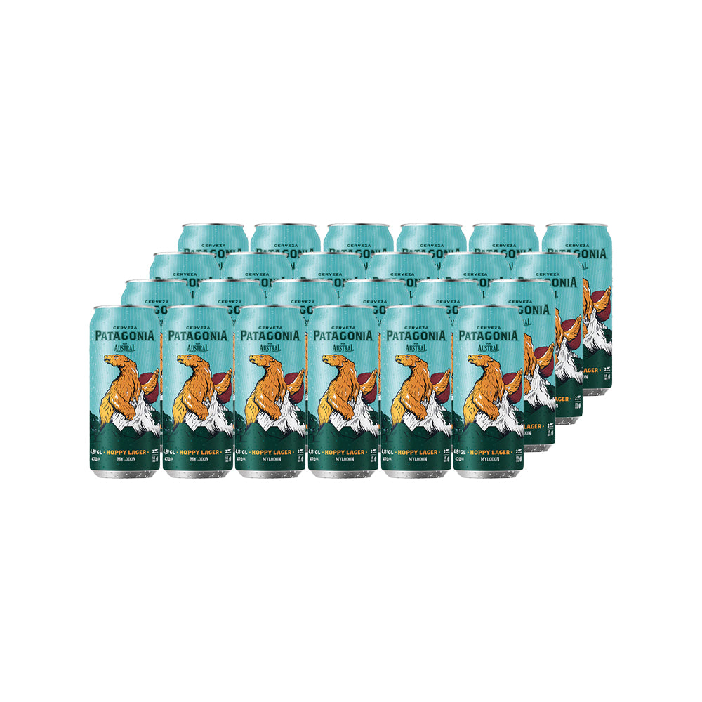 24x Cerveza Austral Patagonia Hoppy Lager Lata 470cc