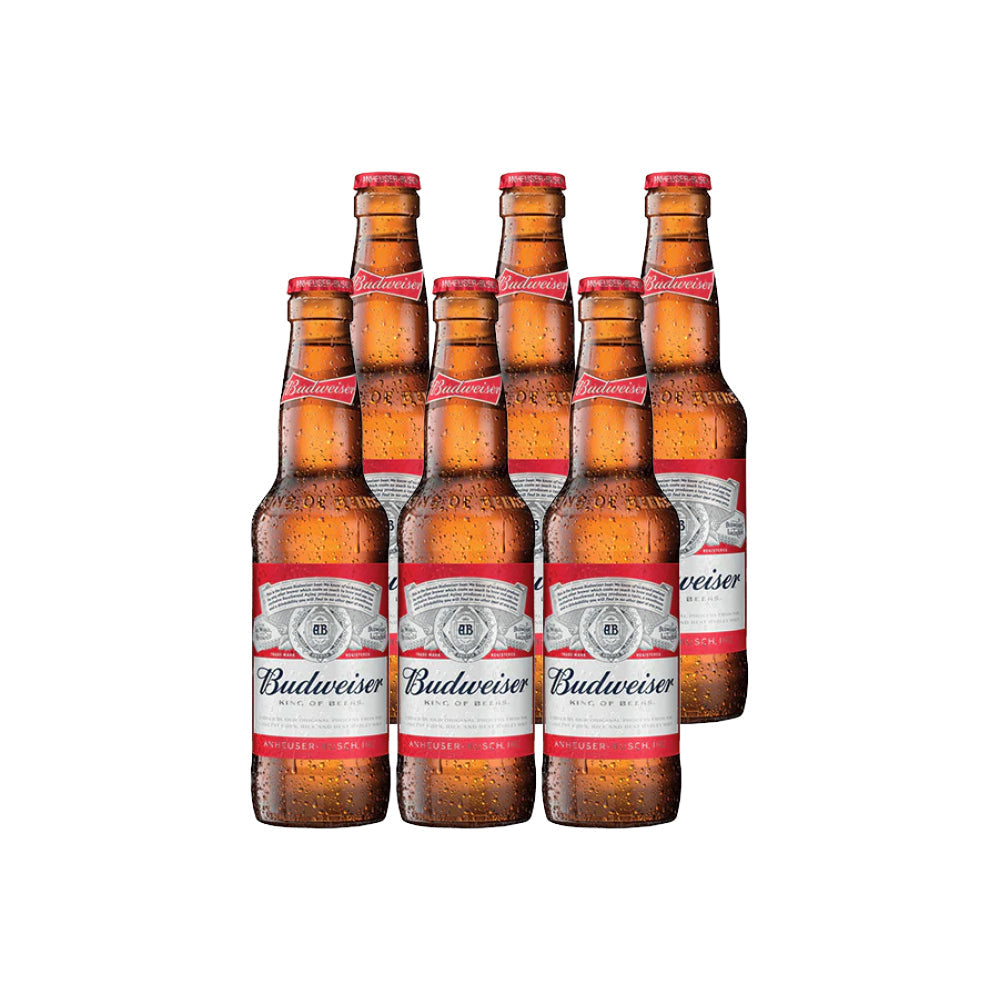 6x Cerveza Budweiser Botellin 330cc