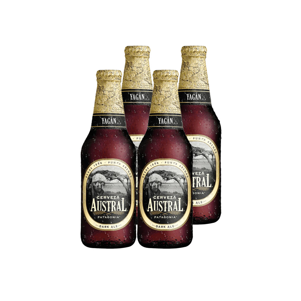 4x Cerveza Austral Yagan Dark Ale Botellín 330cc