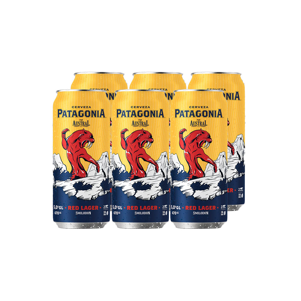 6x Cerveza Austral Patagonia Red Lager Lata 470cc