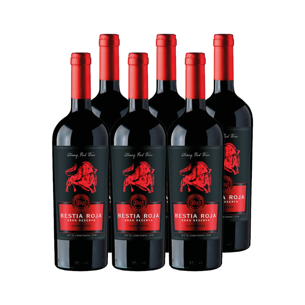 6x Vino Bestia Roja Gran Reserva Carmenere 750cc