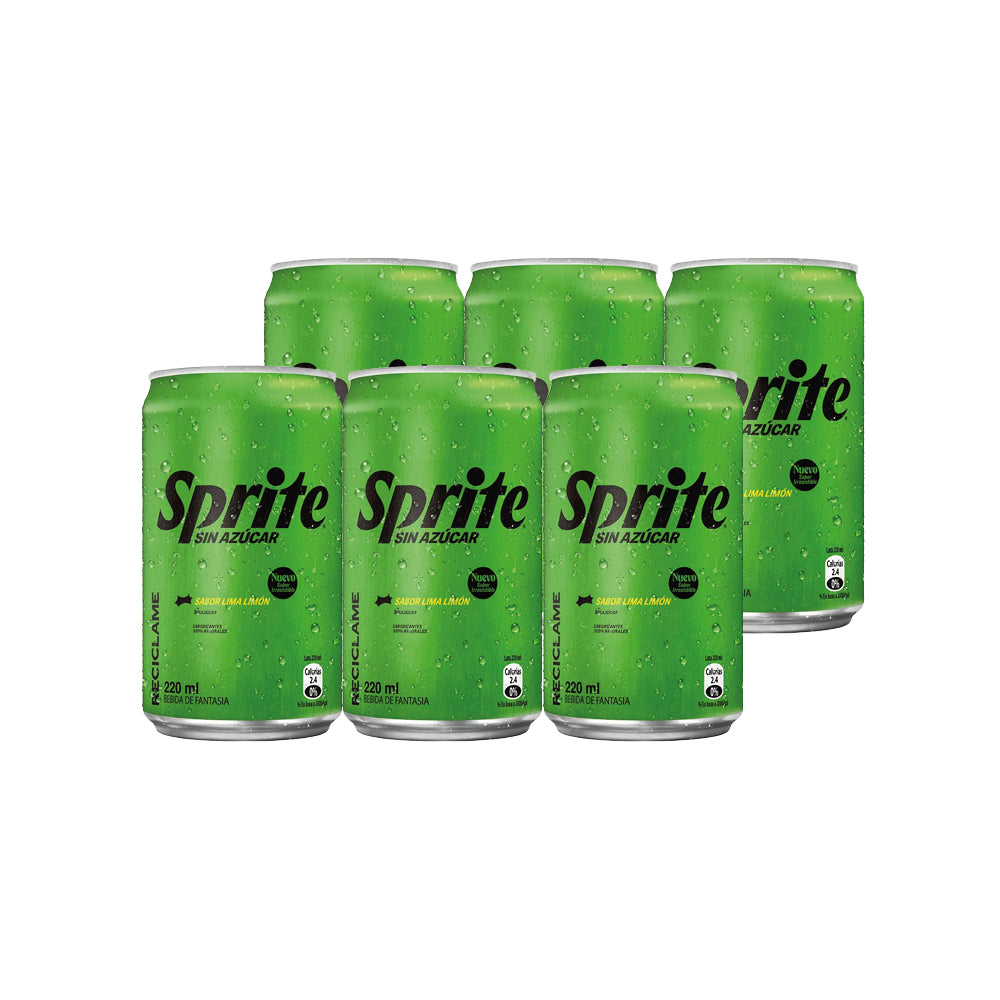 6x Bebida Sprite Sin Azúcar Lata 220cc