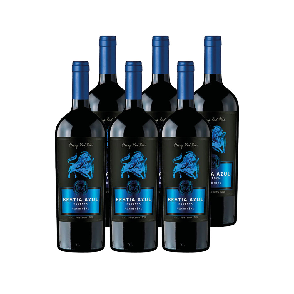 6x Vino Bestia Azul Reserva Cepas 750cc
