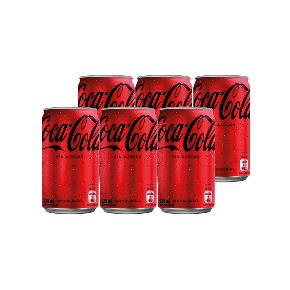 6x Bebida Coca Cola Zero Azúcar Lata 220cc