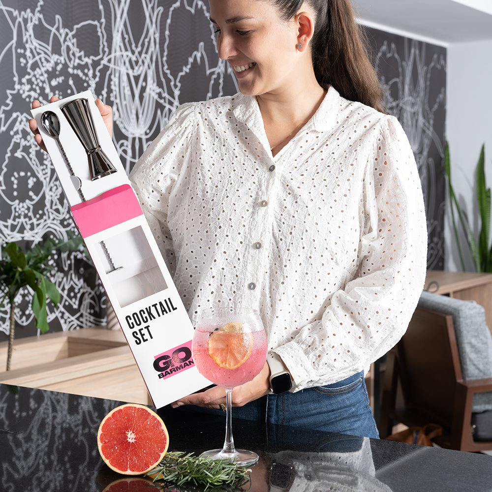 Cocktail Set Cucharilla + Medidor Japonés Negro GO Barman