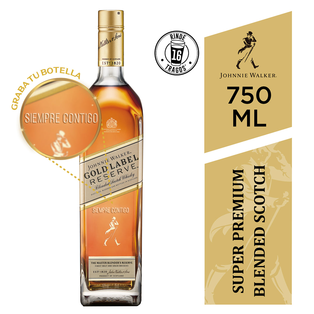 Whisky Johnnie Walker Gold Reserve 40º 750cc - Personalizado