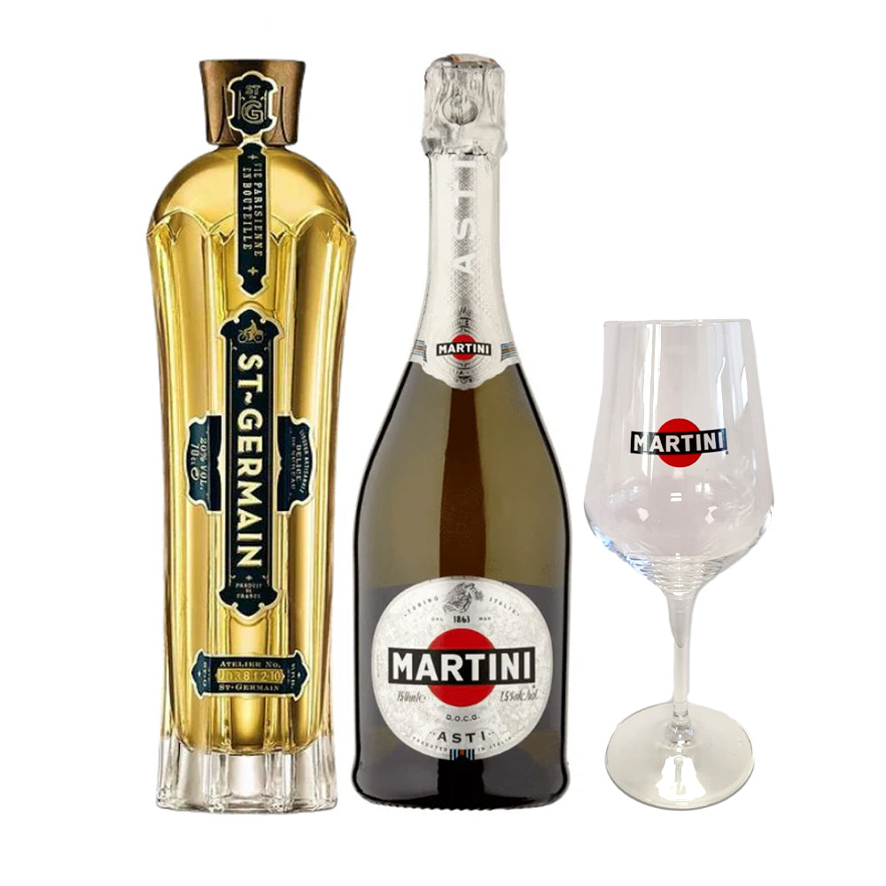 Pack Espumante Martini Asti 750cc + St. Germain 750cc + Copa