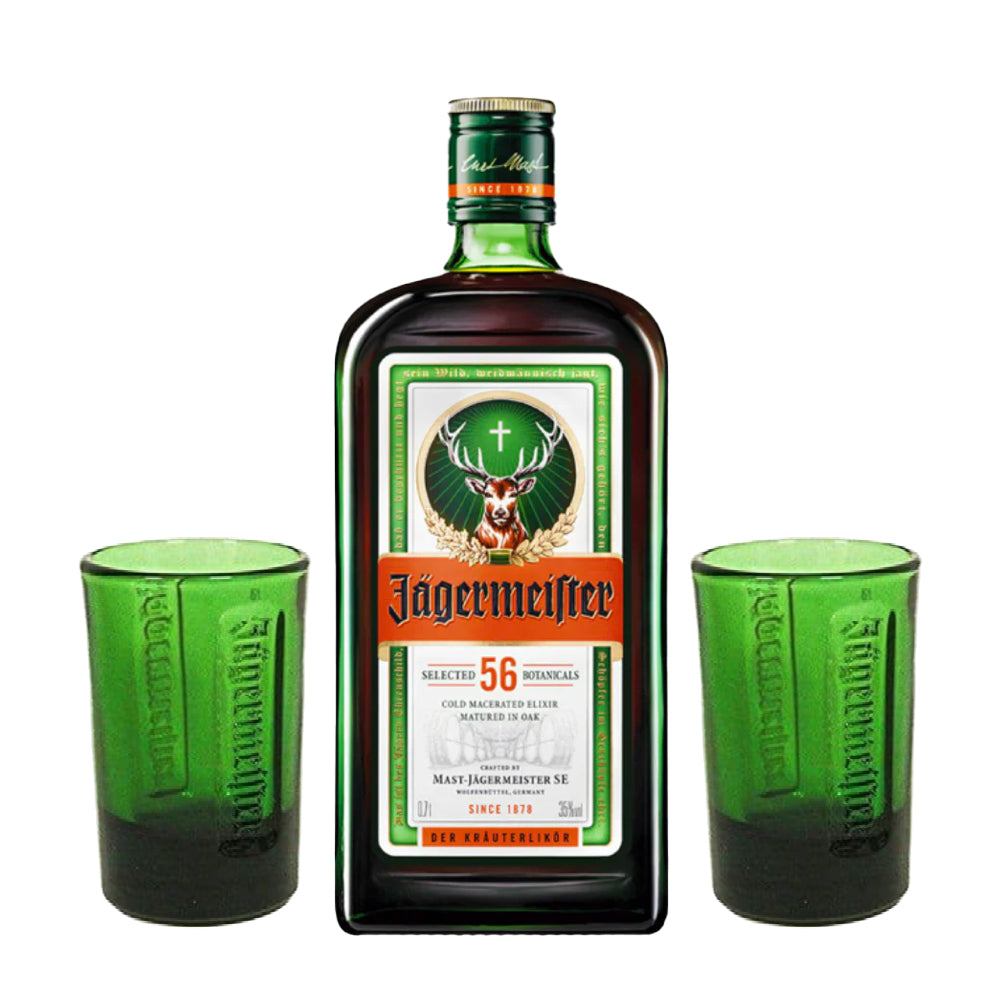Licor Jagermeister 35º 700cc + 2 Vasos Shots 20cc de Regalo
