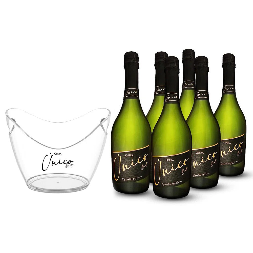 Pack 6 Espumantes Opera Único Brut 750cc + Hielera Transparente de Regalo