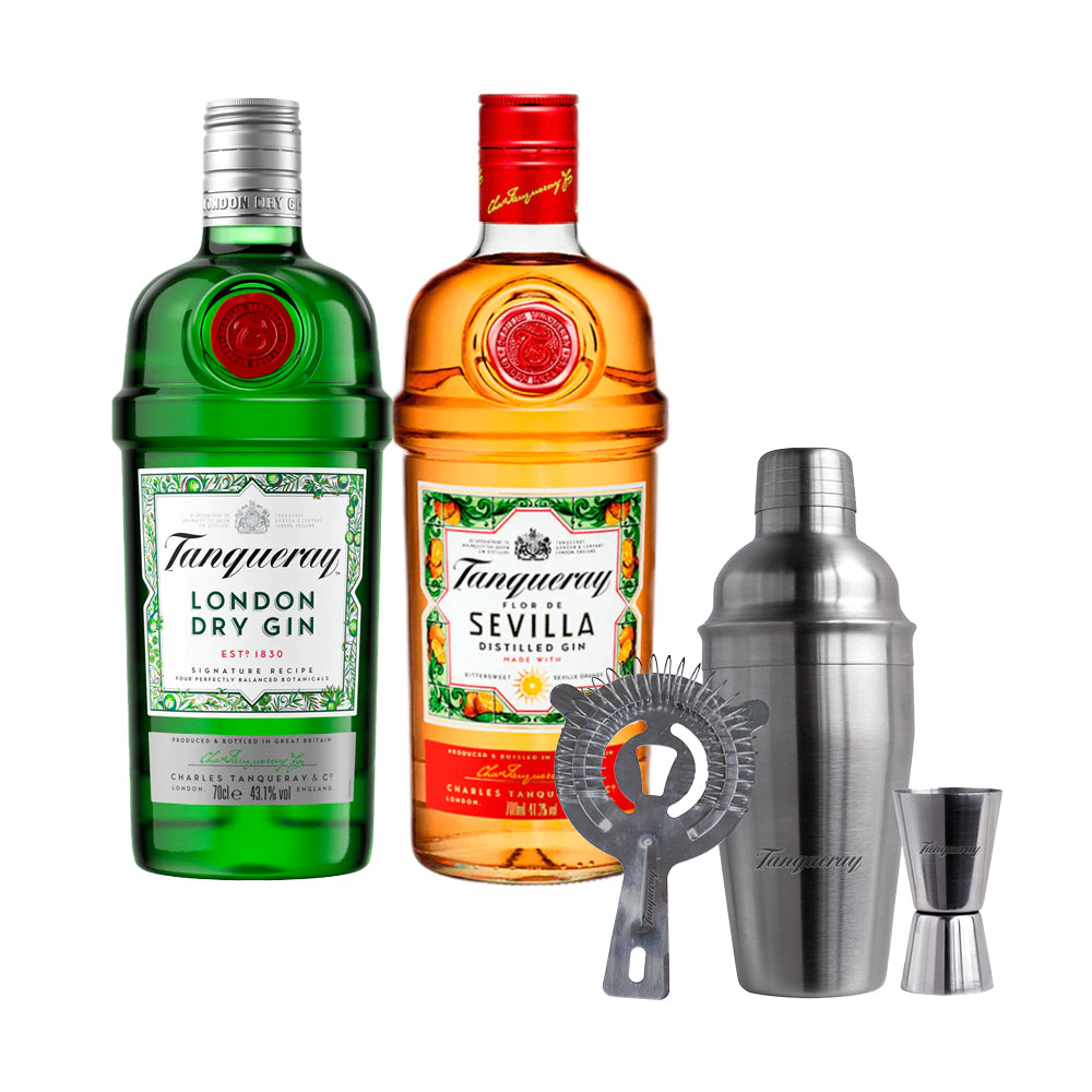 Pack Gin Tanqueray London + Sevilla + Set Coctelera de Regalo