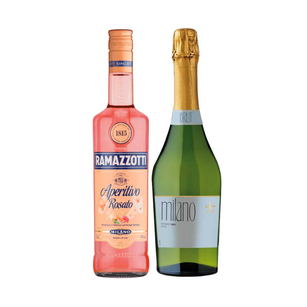 Licor Ramazzotti Rosato 700cc + Espumante Milano Brut 750cc