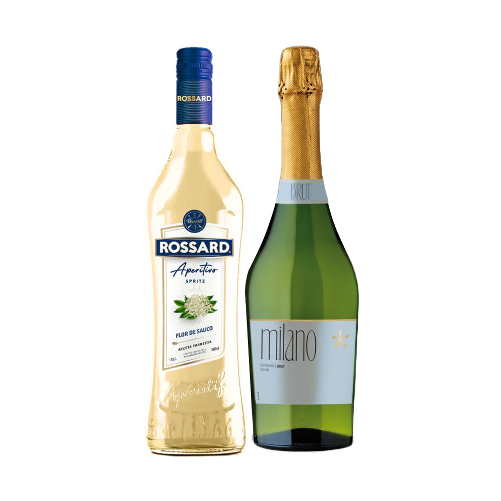 Licor Rossard Flor de Sauco 1000cc + Espumante Milano Brut 750cc