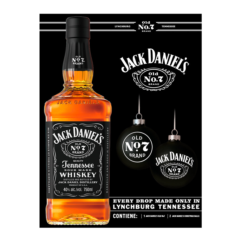 Whiskey Jack Daniels N°7 750cc + 2 Esferas Navideñas