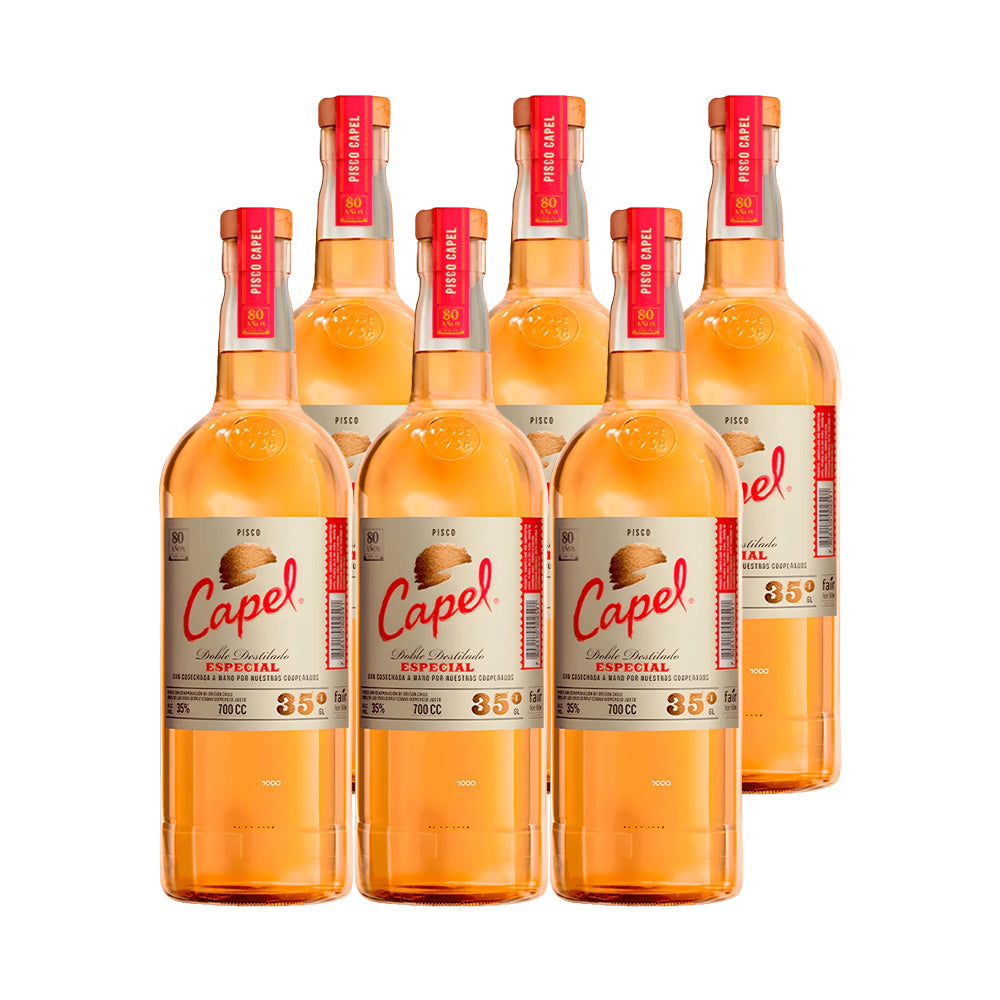 6x Pisco Capel Doble Destilado 35º 700cc