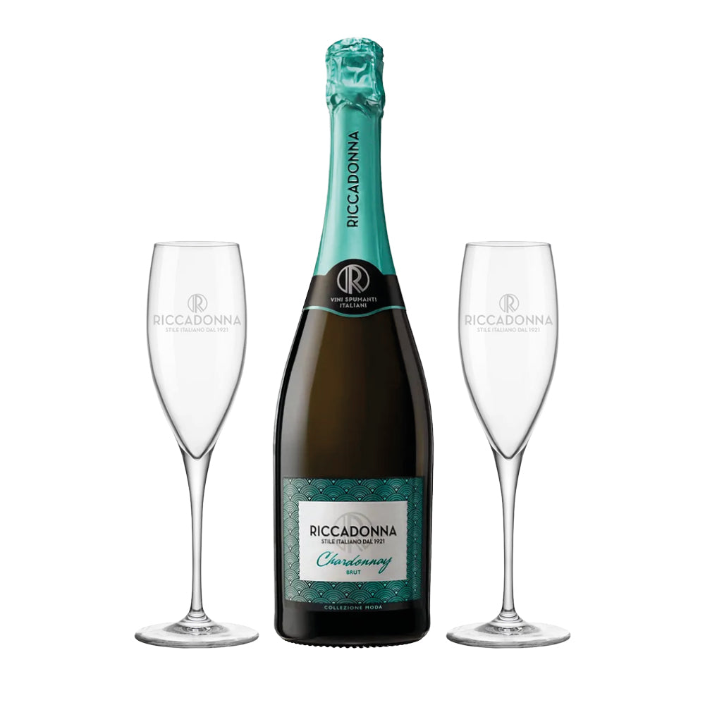Espumante Riccadonna Chardonnay Brut 750cc + 2 Copas de Regalo