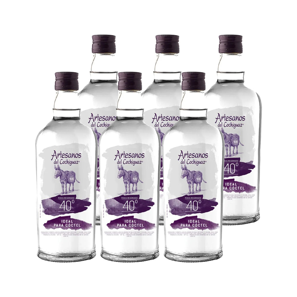 6x Pisco Artesanos del Cochiguaz Transparente 40º 1500cc