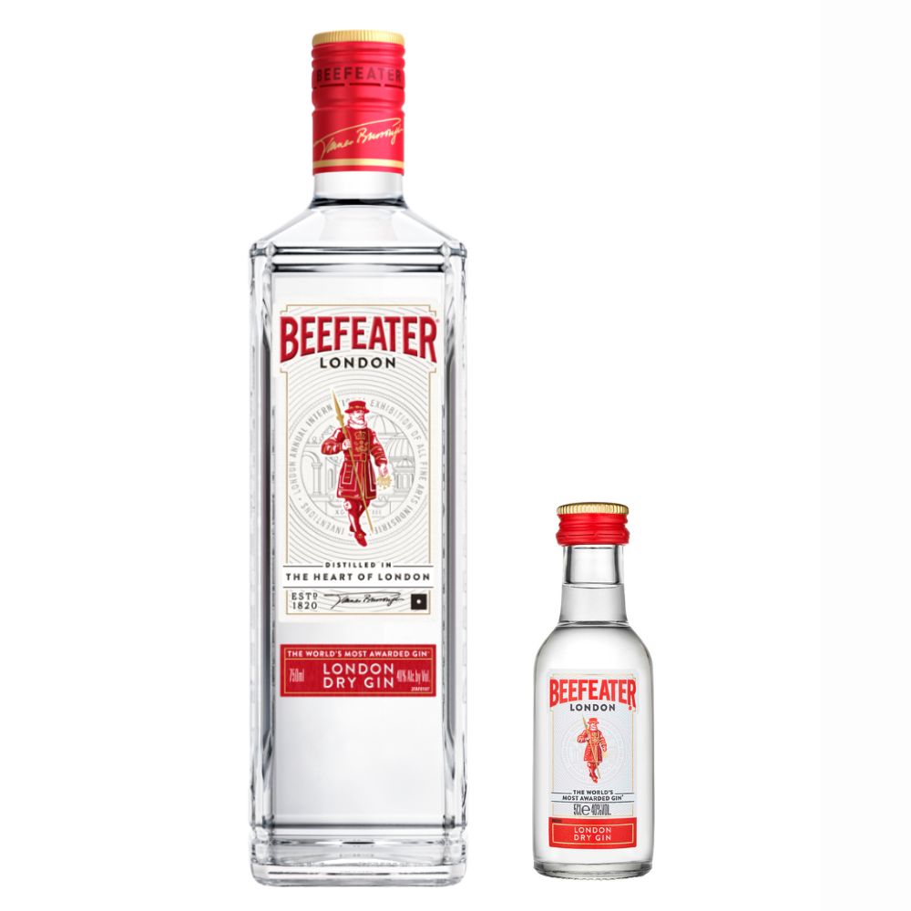 Gin Beefeater London Dry 750cc + Miniatura Gin Beefeater 50cc