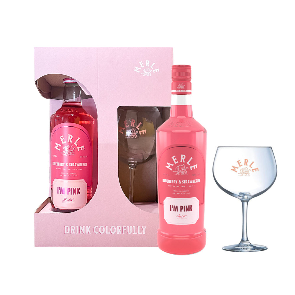 Pack Gin Merle I'M Pink 37,5° 750cc + Copa Merle de Regalo