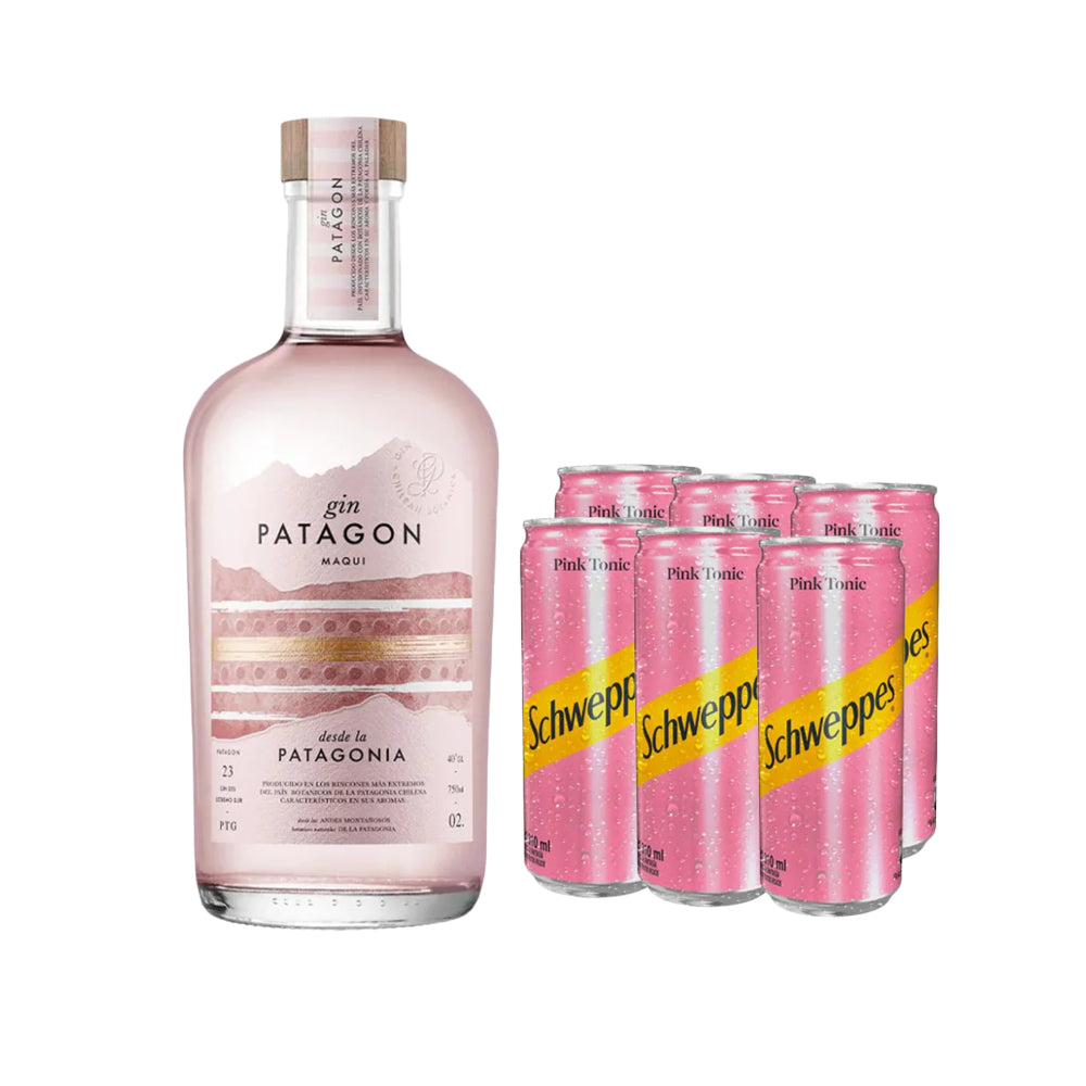 Gin Patagon Maqui 40° 750cc + 6 Schweppes Pink Tonic 310cc