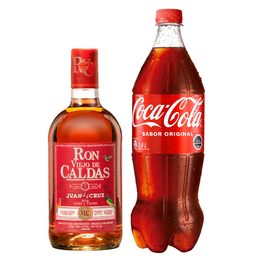 Ron Viejo De Caldas 5 Años 40° 700cc + Bebida Coca Cola Original 1500cc