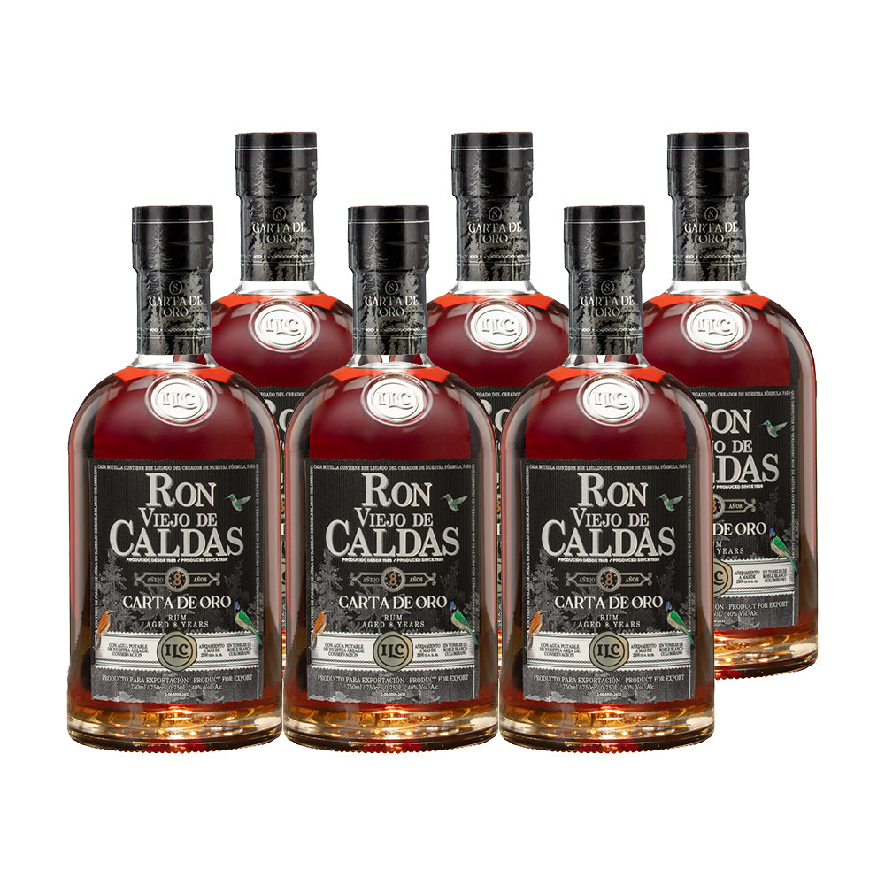 6x Ron Viejo De Caldas 8 Años Carta De Oro 40° 700cc