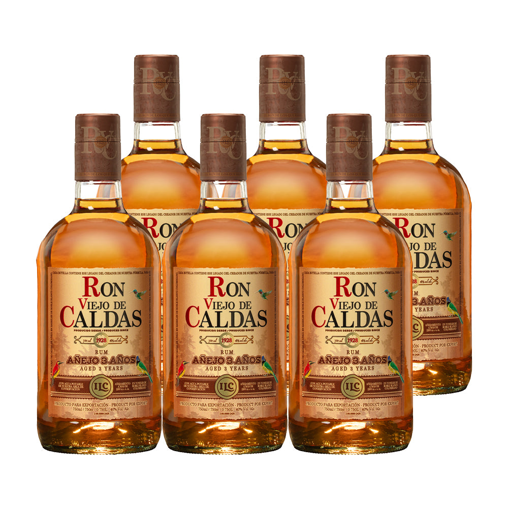 6x Ron Viejo de Caldas Añejado 3 años 700cc