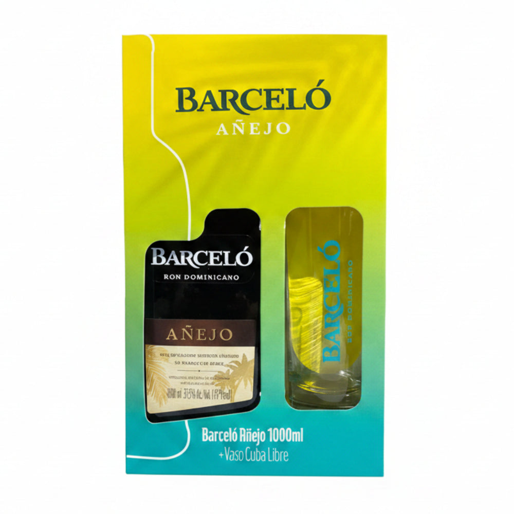 Pack Ron Barcelo Añejo 37.5° 1000cc + Vaso