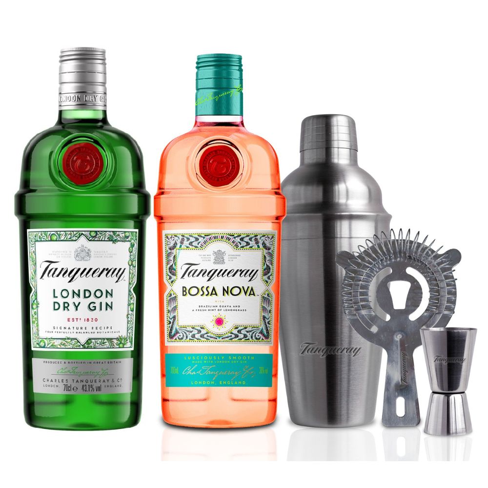 Pack Gin Tanqueray London + Bossa Nova + Set Coctelera de Regalo