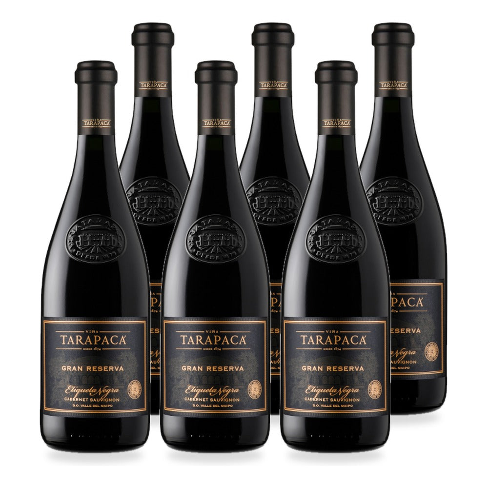 6x Vino Tarapacá Gran Reserva Etiqueta Negra Cabernet Sauvignon 750cc
