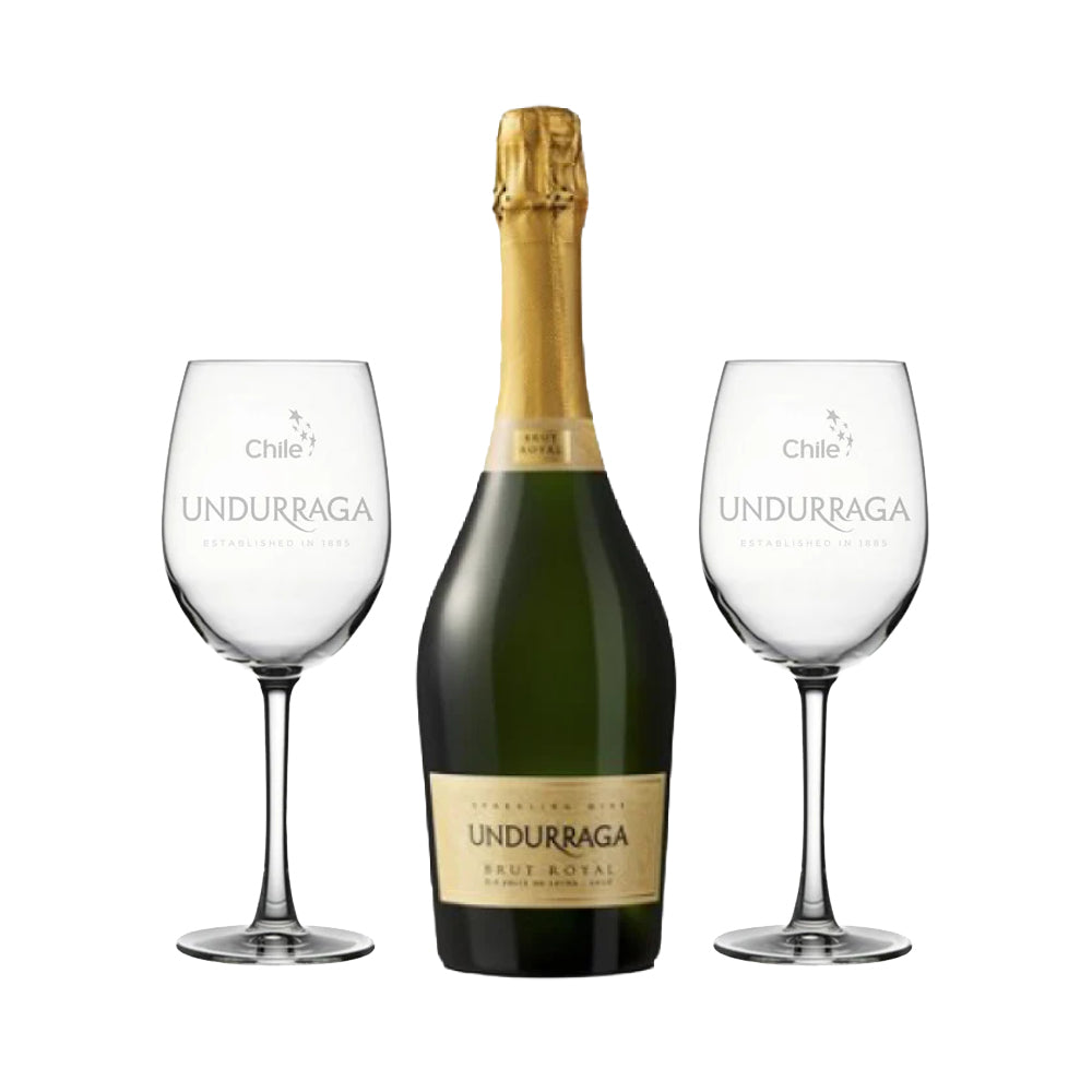 Espumante Undurraga Brut Royal 750cc + 2 Copas de Regalo