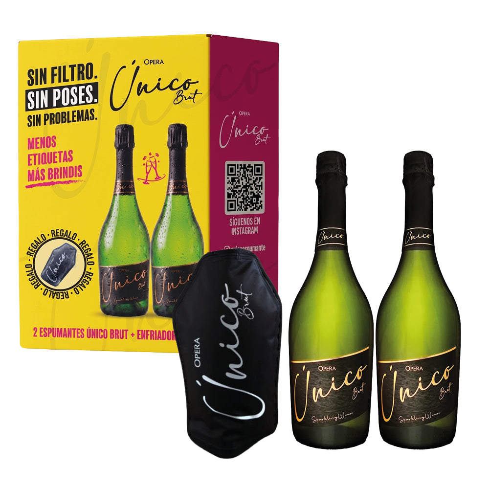 Pack 2 Espumantes Opera Único Brut 750cc + Enfriador Gel