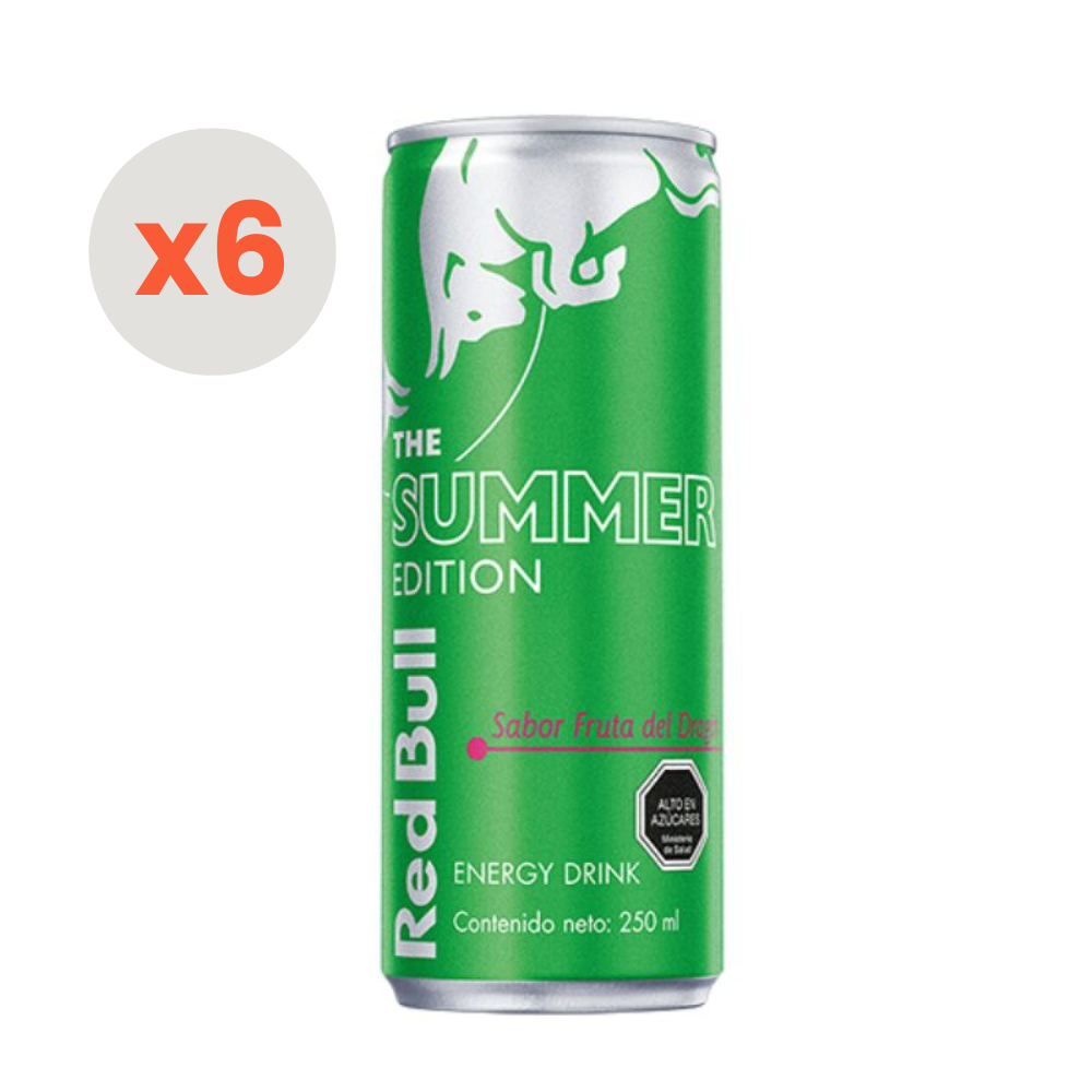 6x Bebida Energética Red Bull Fruta del Dragón 250cc