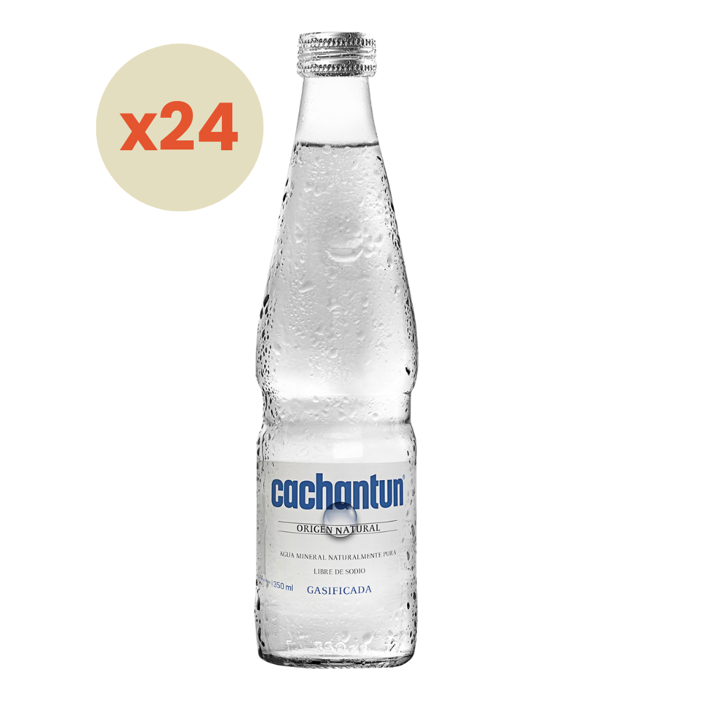 24x Agua Mineral Cachantun Con Gas Vidrio 350cc