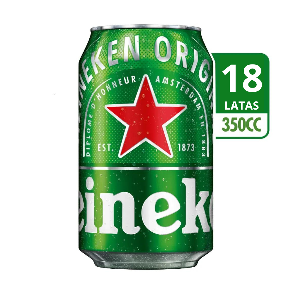 18x Cerveza Heineken Lata 350cc
