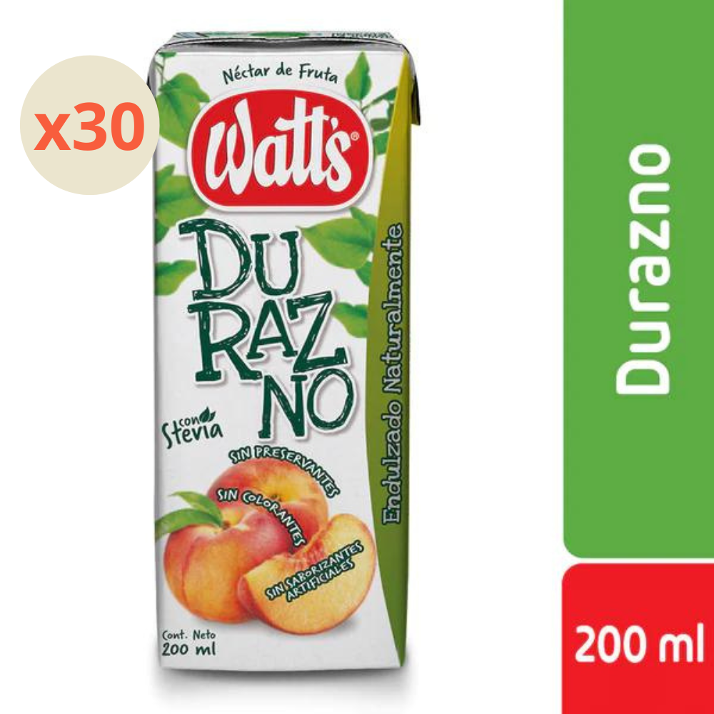 30x Jugo Watts Durazno Normal 200cc