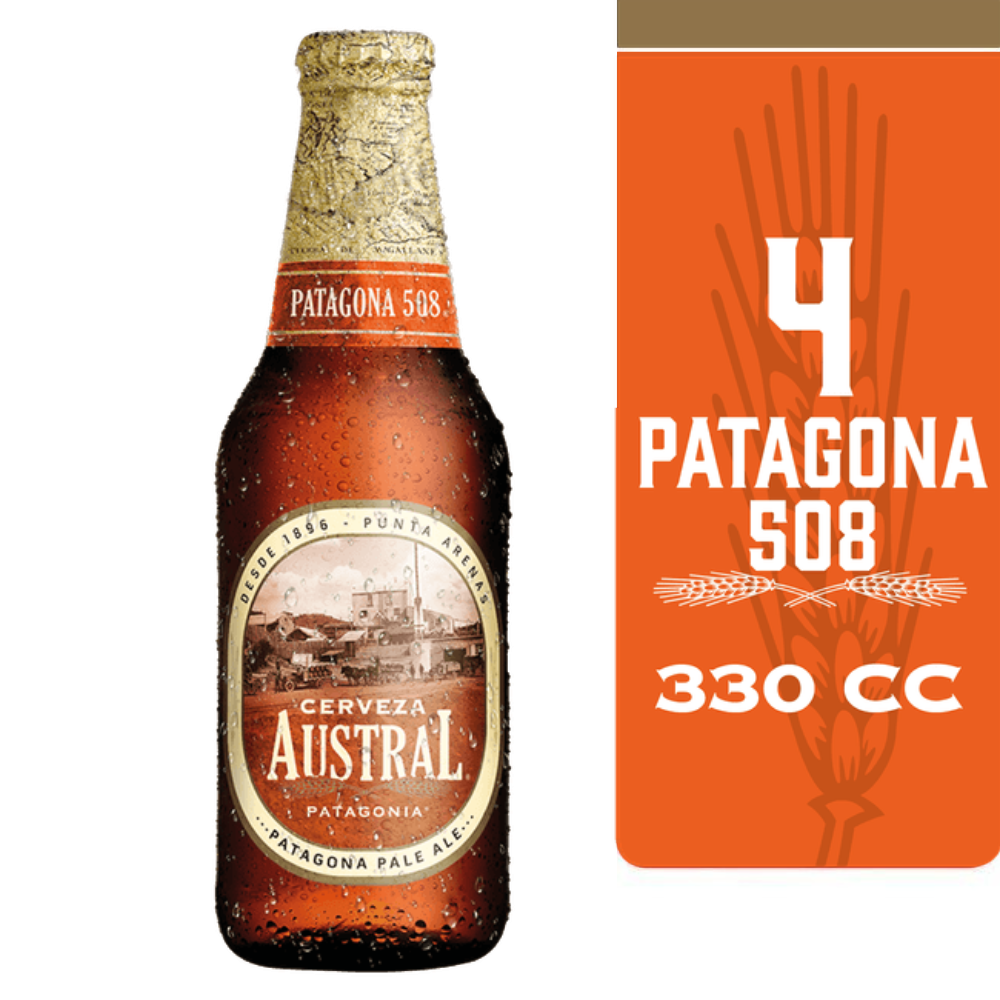 4x Cerveza Austral Patagona 508 Botellín 330cc