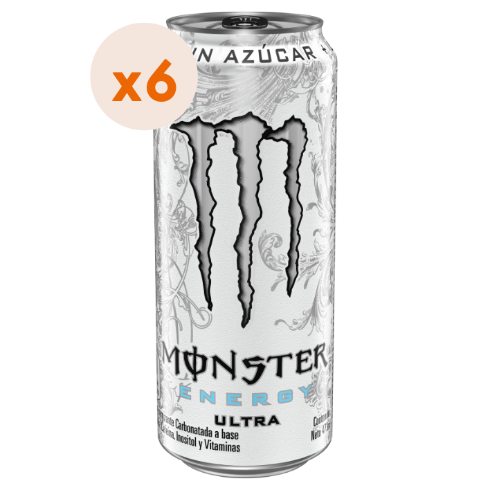 6x Bebida Energética Monster Energy Ultra White 470cc