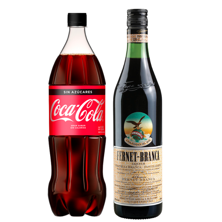 Pack Licor Fernet Branca 750cc + Coca Cola Zero Azúcar 1.5lt