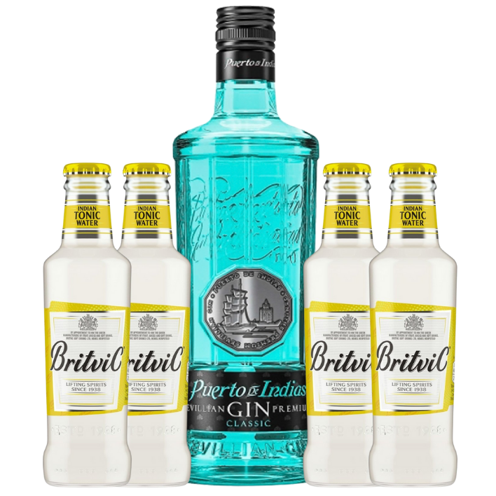 Gin Puerto de Indias Premium Classic 700cc + 4 Britvic Tonic Water