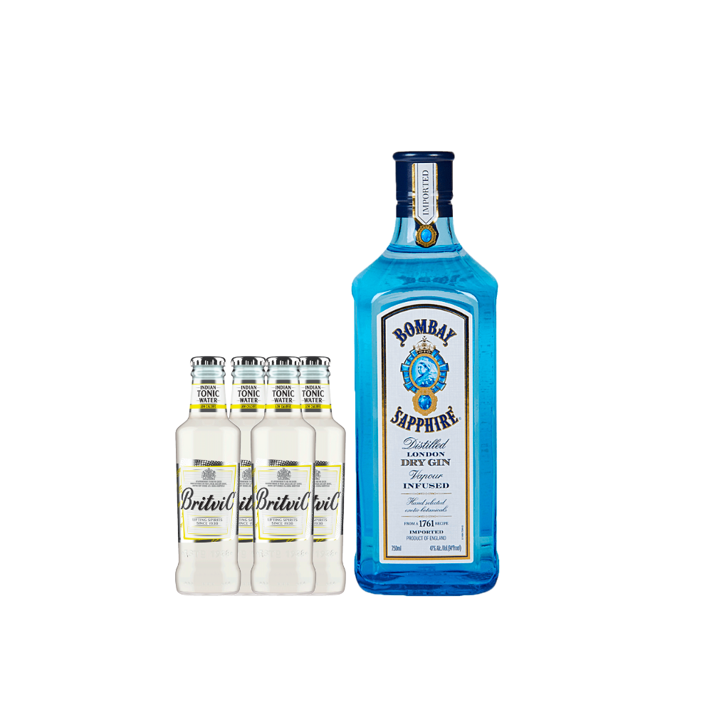 Pack Gin Bombay Sapphire 750cc + 4 Britvic Water Tonic 200cc