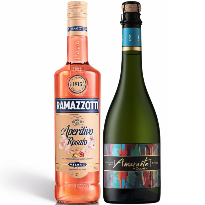 Pack Licor aperitivo Ramazzotti Rosato 700cc + Espumante Amaranta Brut 750cc