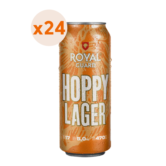 24x Cerveza Royal Guard Hoppy Lager Lata 473cc