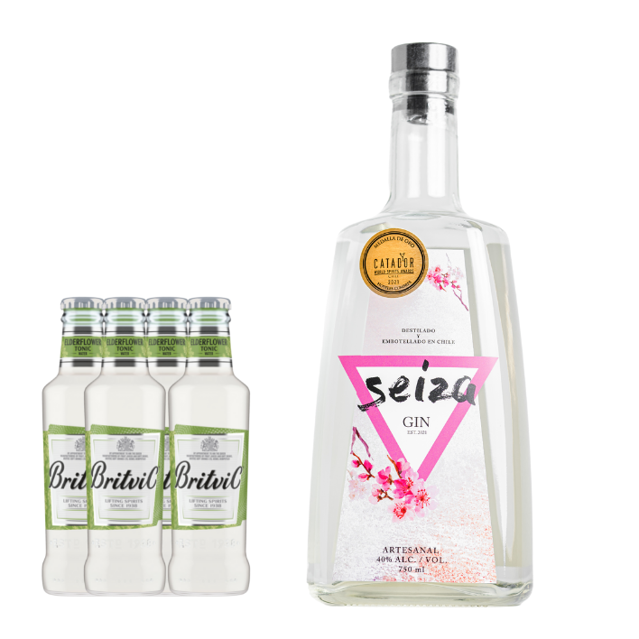 Gin Seiza 40° 750cc + 4 Britvic Elderflower 200cc