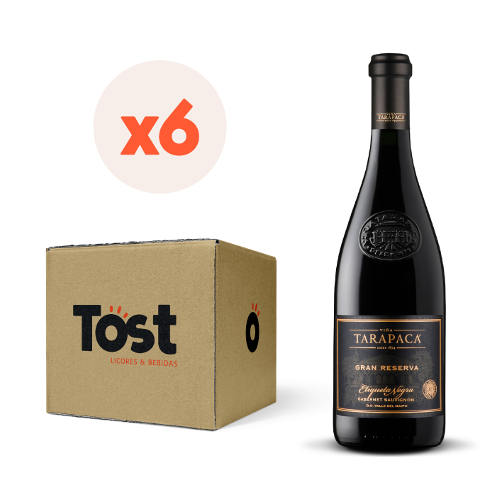 6x Vino Tarapacá Gran Reserva Etiqueta Negra Cabernet Sauvignon 750cc