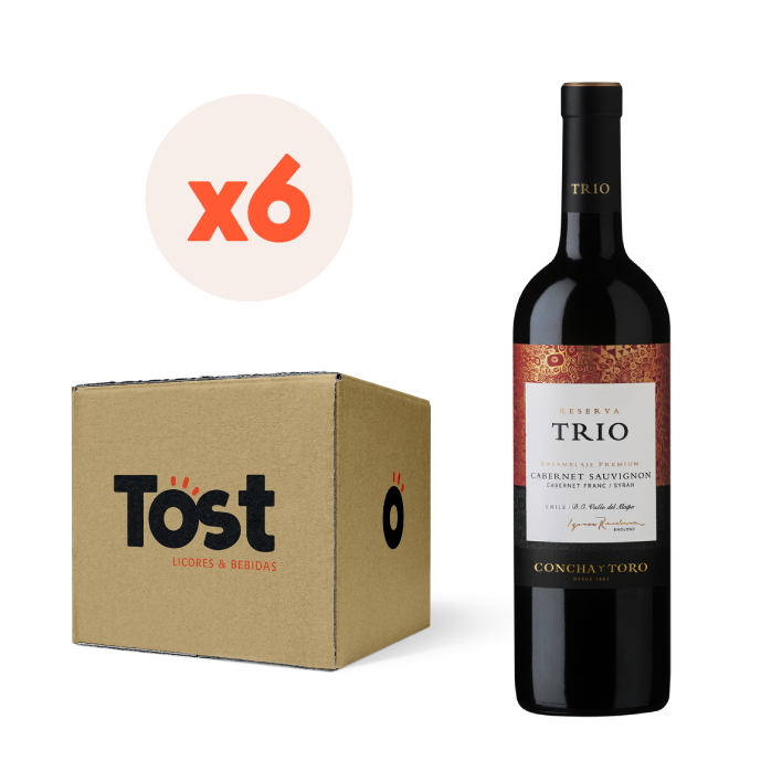 Caja 6x Vino Trio Reserva Cabernet/ Cabernet Franc/ Syrah 750cc ($4.831 c/u)