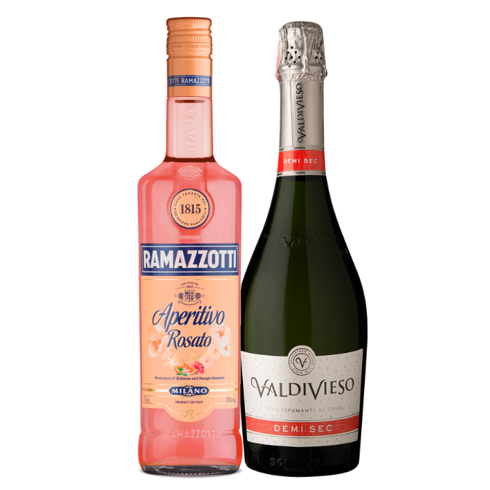 Pack Licor aperitivo Ramazzotti Rosato 700cc + Espumante Valdivieso