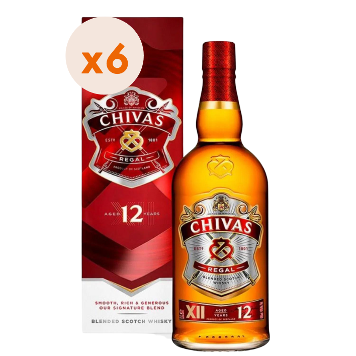 6x Whisky Chivas Regal 12 Años 40º 750cc